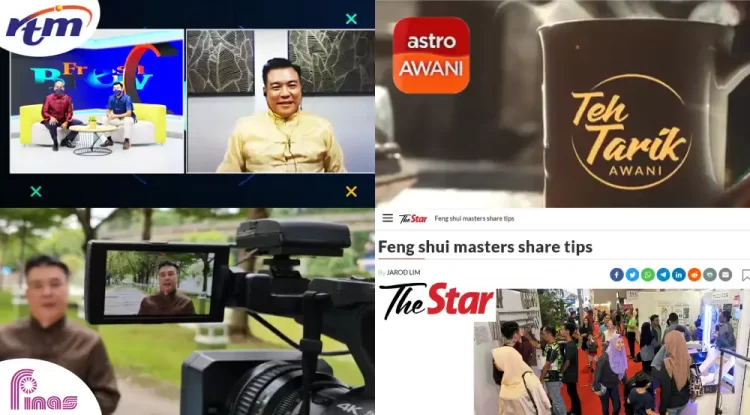 Feng Shui Master Malaysia, Master Edward Chin's Media Interview image collage for RTMAstro Awani, Finas, The Star, etc are various venues in Kuala Lumpur (KL), Petaling Jaya (PJ), Selangor, Malaysia.